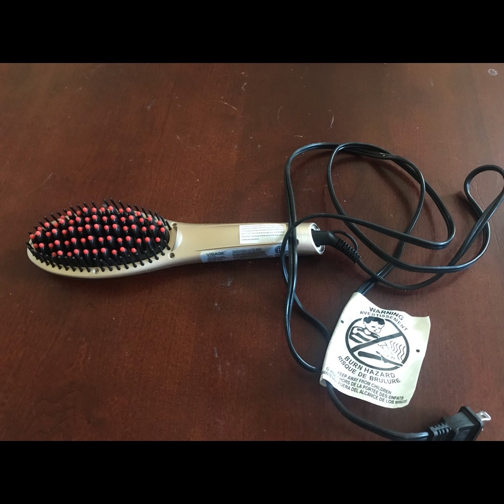 Hair straightening brush, hot brush flat iron